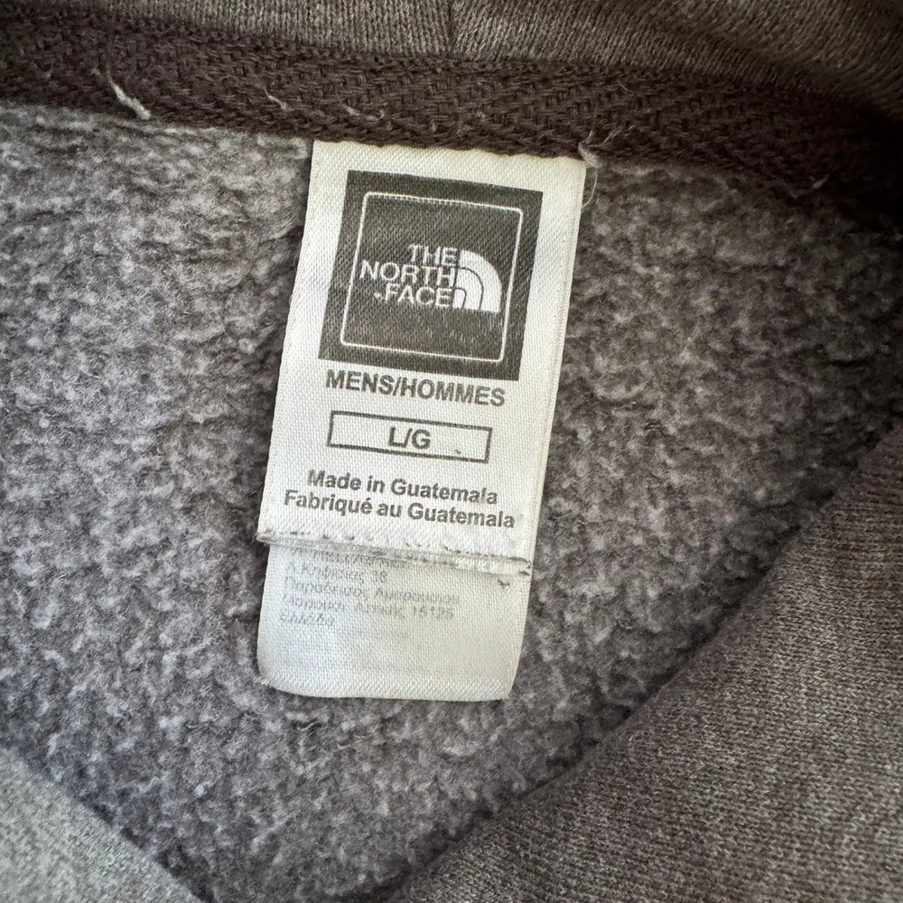 The North Face Hoodie Mens L Grey Half Dome Orange Logo Pullover Sweatshirt Camp